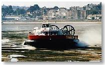 Hovercraft : AP 1-88 Hovercraft Departing Ryde, Isle of Wight at Low Water